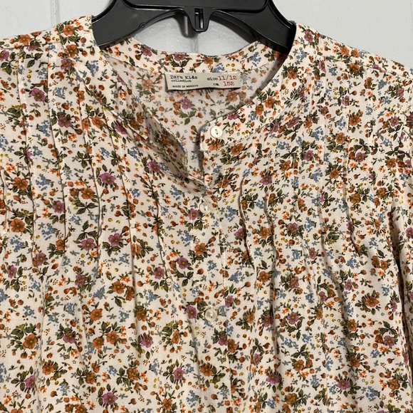 Zara Girl’s Long Sleeve Flowy Floral Blouse Size 11/12 - Picture 2 of 8